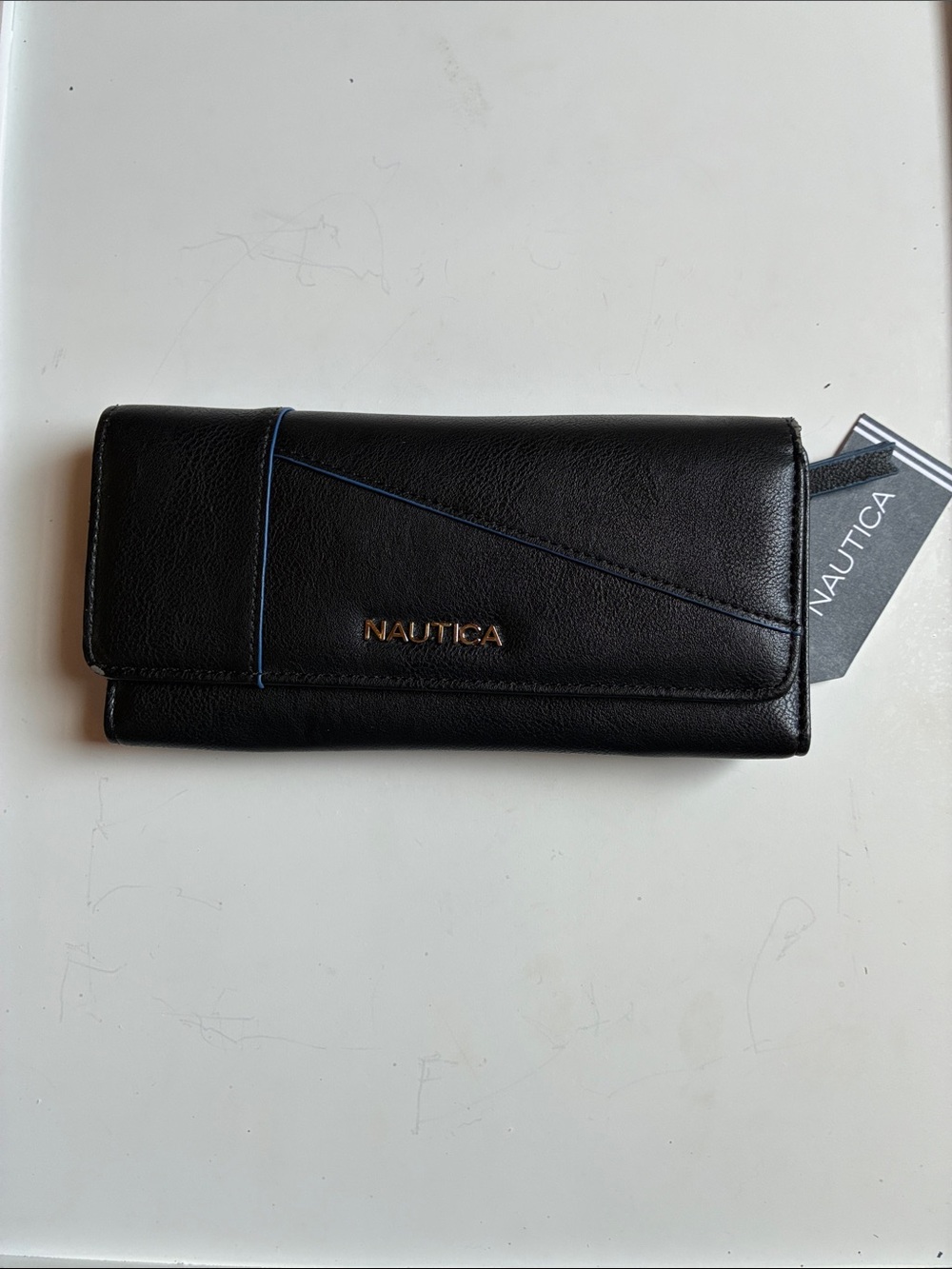 Nautica Black Wallet Clutch with Blue Trim